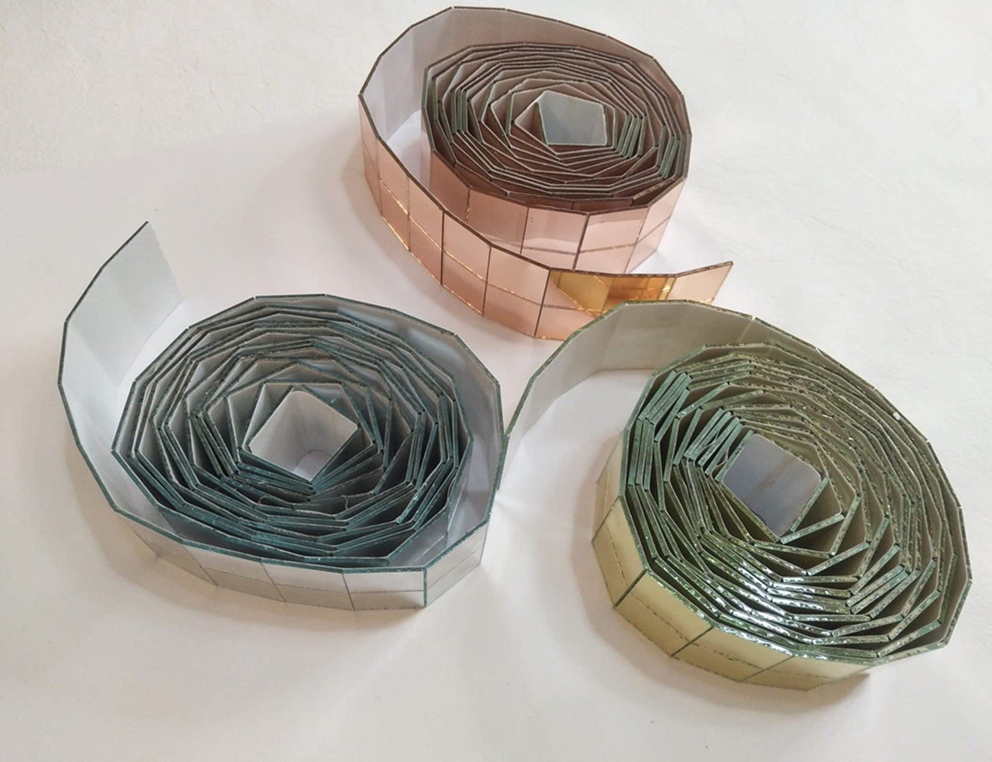 250PCS of 3/4'' Glass Mirror Roll Tiles for Crafts, 2CM Mini Square Glass Mirror Tiles Self Adhesive Mirror Strips for Wall (2.5 Meters, Gold Mirror)