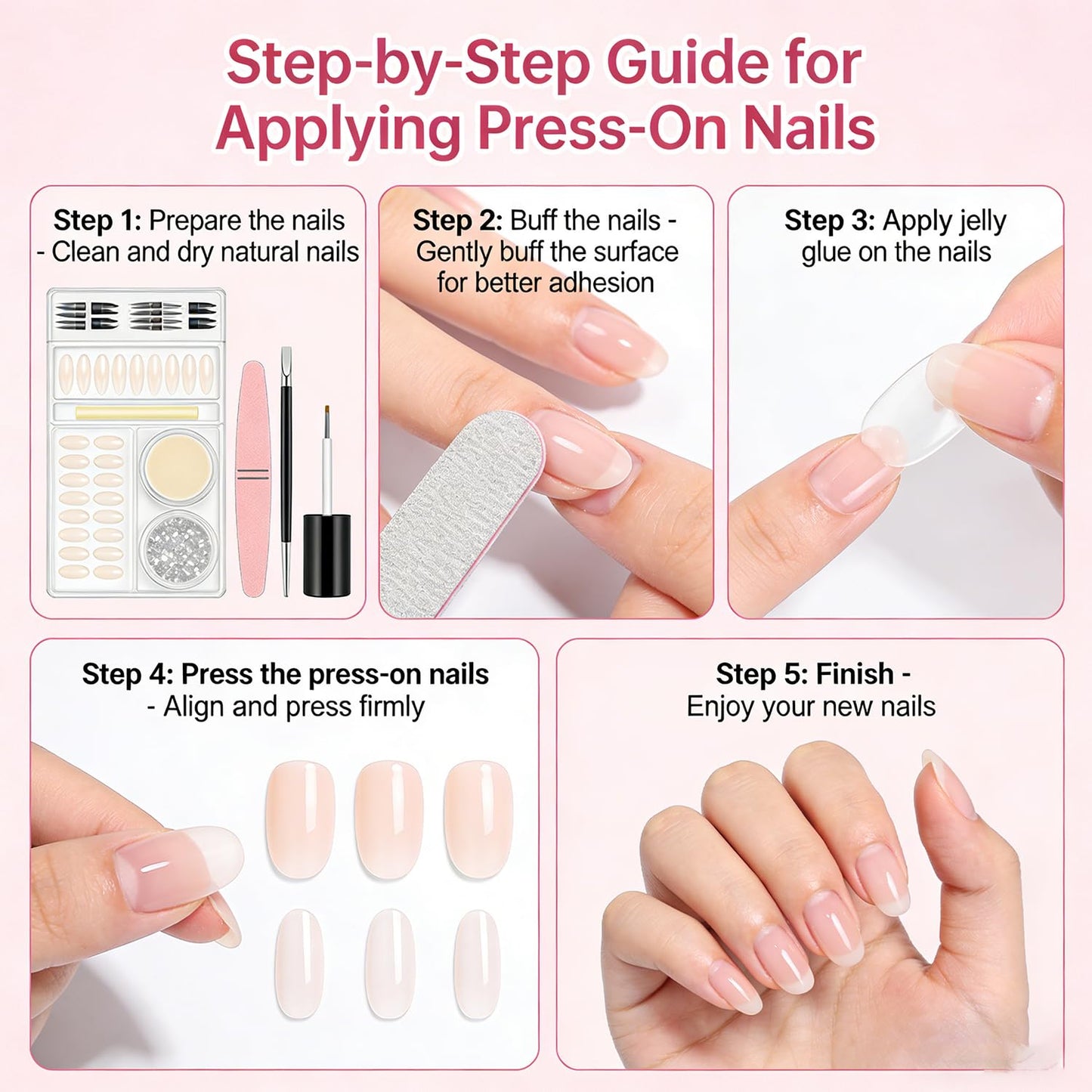 Glitter Press On Nails Medium Almond Fake Nails Press Ons With Butterfly Design Light Blue Acrylic Nails White Flower Pearl False Nails Glue On Nails For Women