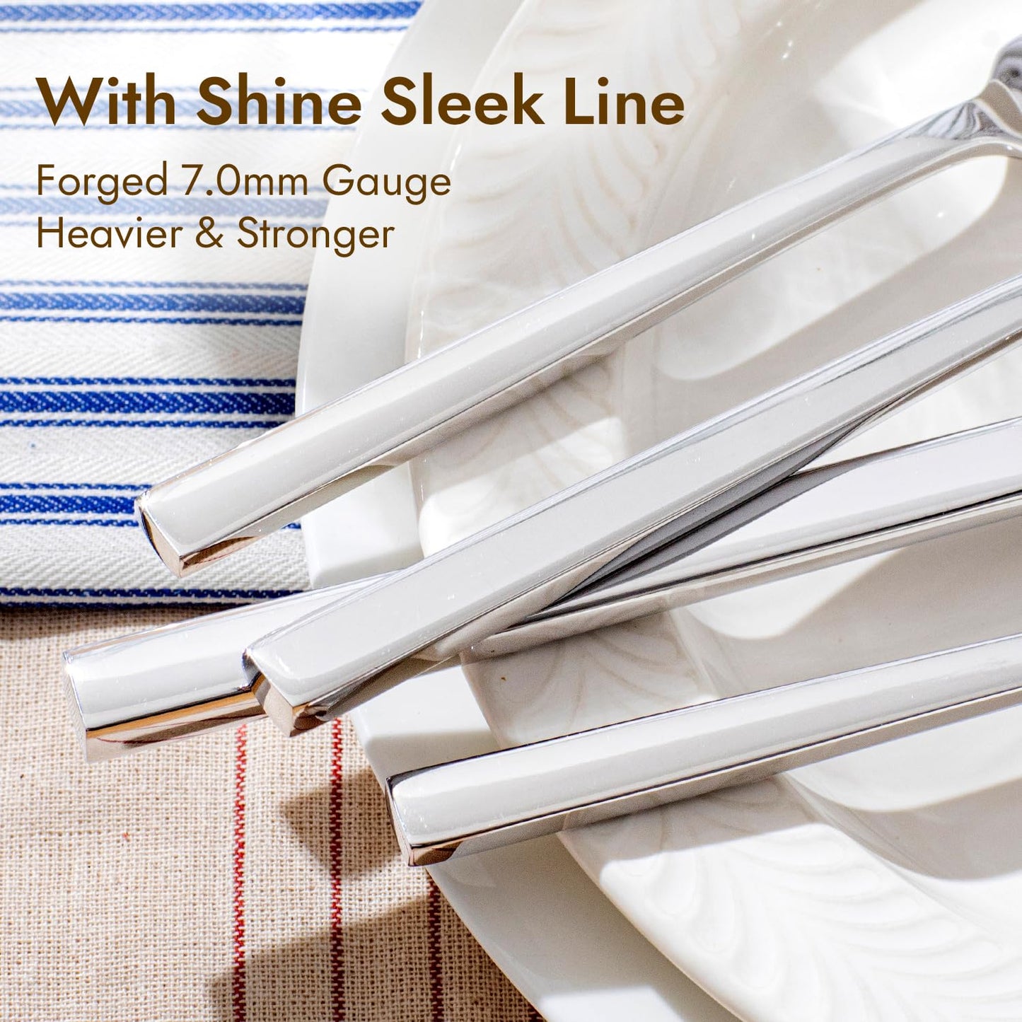 KINGSTONE Silverware Set, 20-Piece Flatware Cutlery Set Premium Stainless Steel, Service for 4, for Kitchen, Home, Wedding, Party, Mirror Polished and Dishwasher Safe
