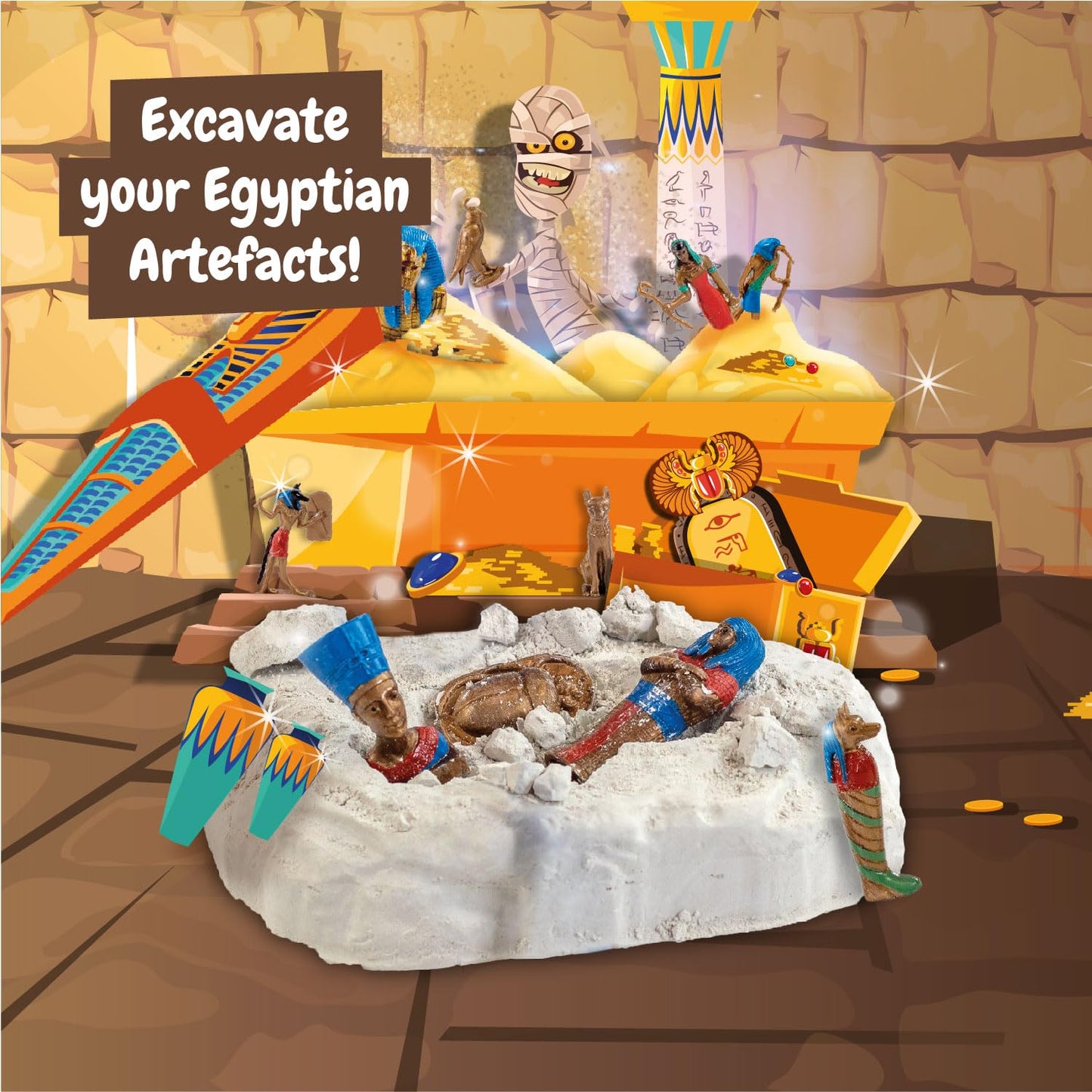 Science4you Egyptian Dig Kit for Kids – Learn About Ancient Egypt with This Dig Kit, Do a Historical Excavation & Discover All 5 Egyptian Statues, an Archeology Gift for Girls & Boys Age 8 9 10 11+