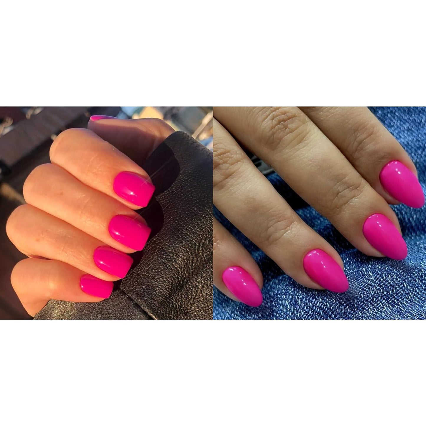 KXAMELIE Hot Pink Press on Nails Short Square&Fushcia Press on Nails Short Oval For Beach Party Daily Decoration in 48 PCS