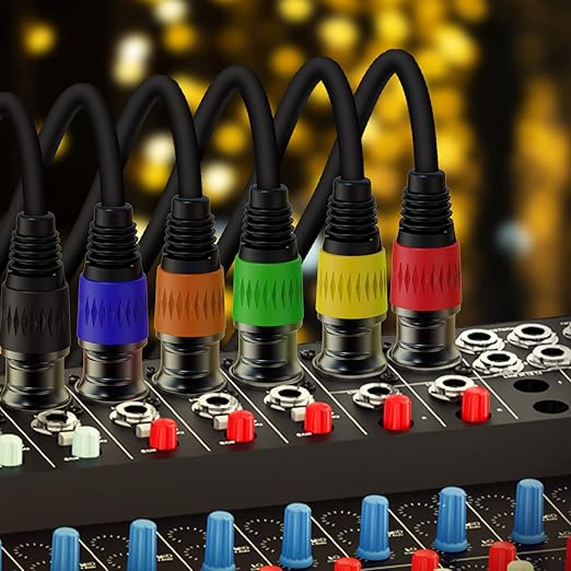AuxLink XLR Cables, XLR Microphone Cable 25 ft 6 Pack, Gold-Plated 3-pin XLR Speaker Cable Male to Female Balanced Mic Cable