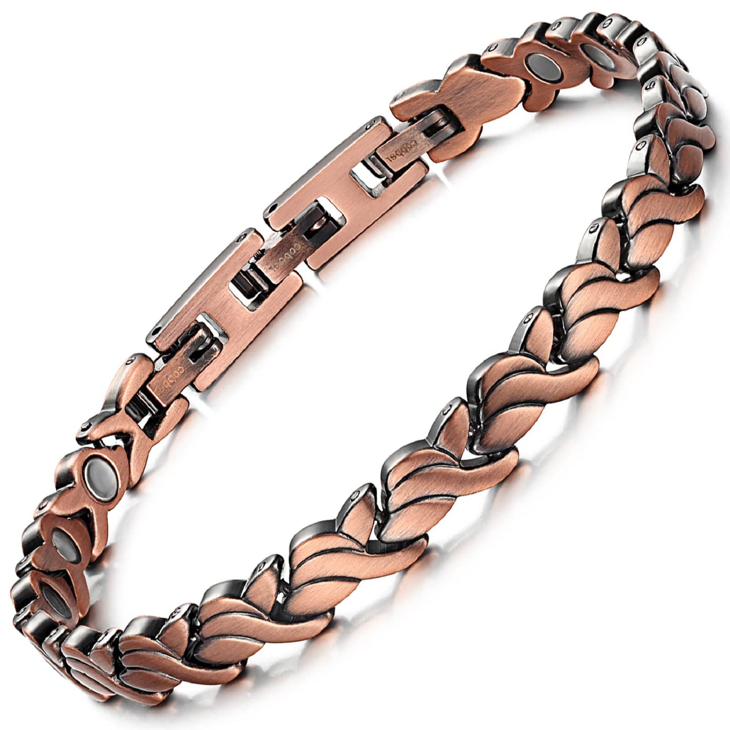 RainSo Magnetic Copper Bracelets for Women – 99.99% Pure Solid Copper Bangle with 3 Smarter Button，Adjustable Wristband, Elegant Design