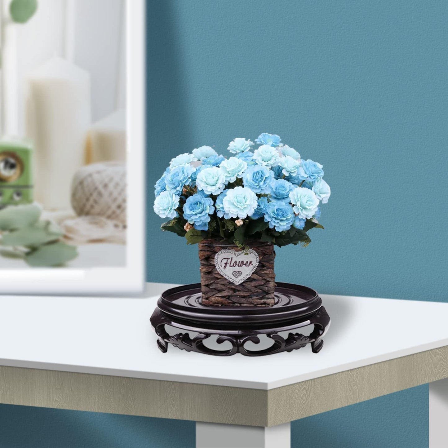 Hapivida Plant Stand, 4.4in Round Plant Riser Flower Pot Display Stand Plant Rack Holder Planter Tray Table Lamp Teapot Base for Desktop Counter Room