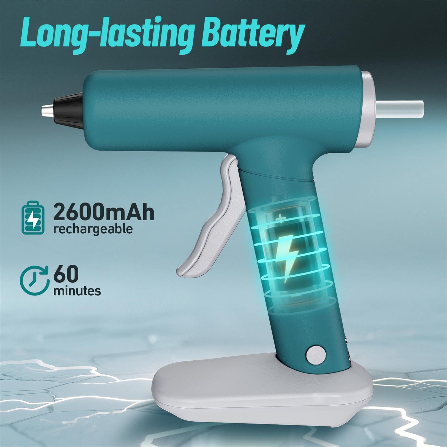 SilhouetteSlice 20W Cordless Hot Glue Gun, Fast Heating Glue Gun and 30pcs Glue Sticks Set, Stable Support Base Ideal for Crafts, DIY Arts, Home Repairs (Blue)