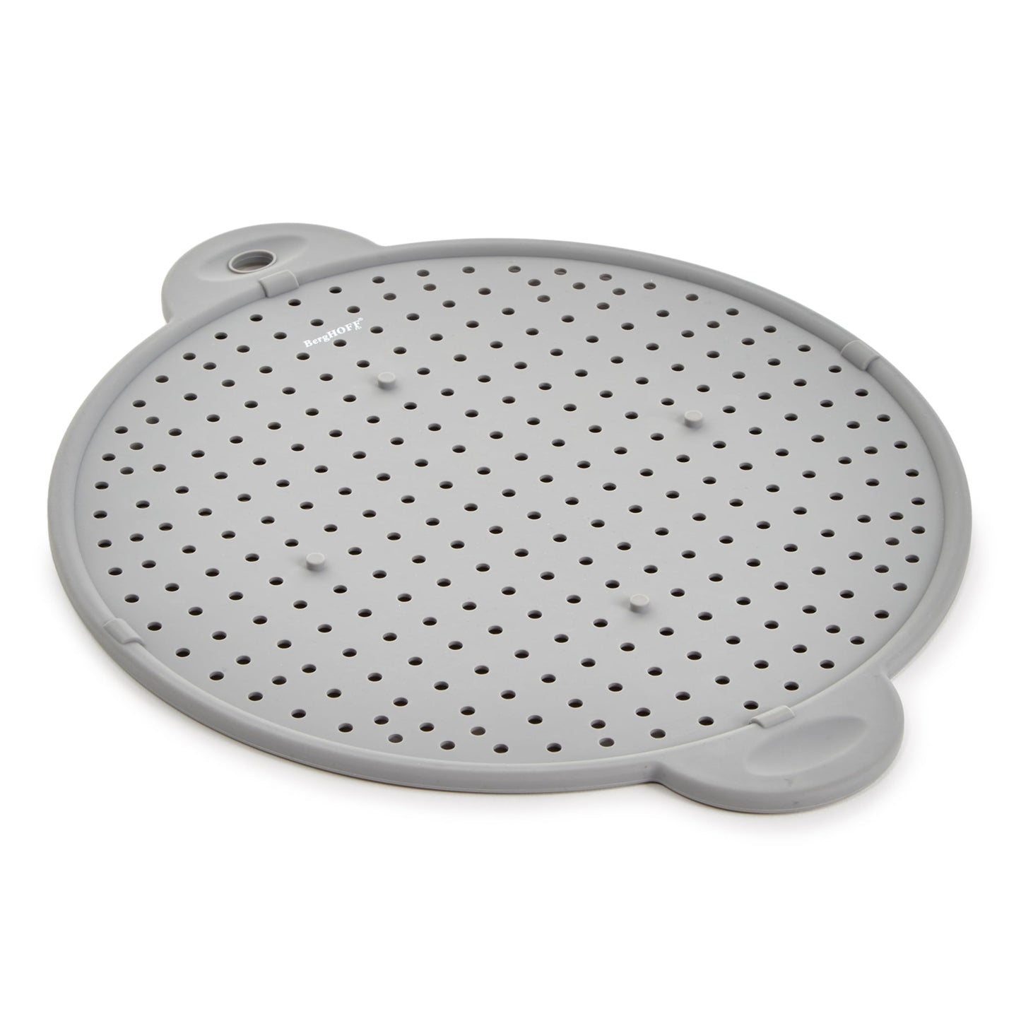 BergHOFF Essentials Heat-Resistant Silicone Splatter Screen 11", Multifunctional, Grease Straining, Cooling Rack, Prevent Burns, Grey