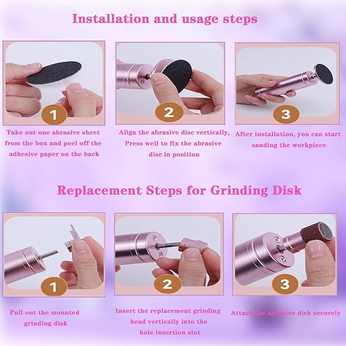 Darmave Cordless Electric Foot Callus Remover, 9 Speed Adjustable Speed Rechargeable Foot Sander Pedicure Tools for Feet Dead Skin with 80 pcs Sandpaper Disk and 20pcs Nail Buffer Sanding Rings