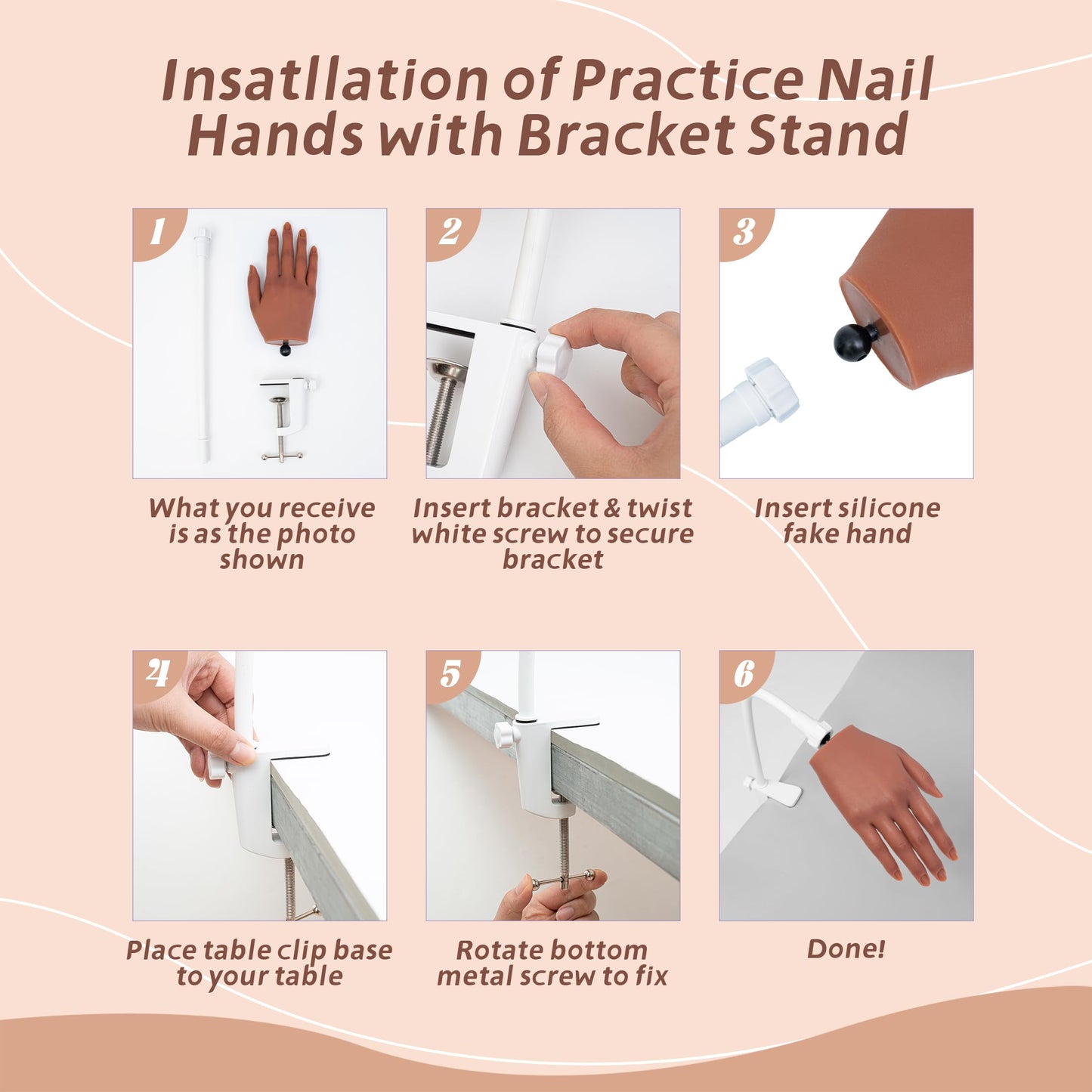 Veikmv Practice Hand for Acrylic Nails,Silicone Nail Practice Kit for Hands,with Flexible Bendable Fingers,Nail Art Gel Polish Practice, Manicure Supplies for Beginners
