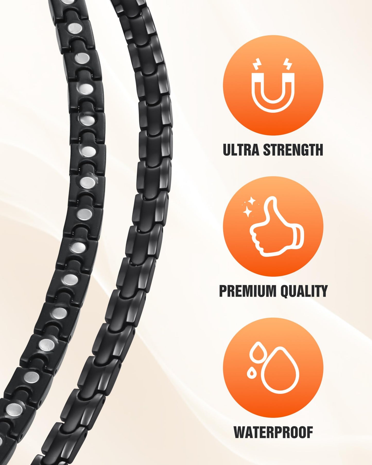 Jecanori Ultra Strength Magnetic Necklaces for Men & Women, Effective Stainless Steels Necklace with 62 Magnets