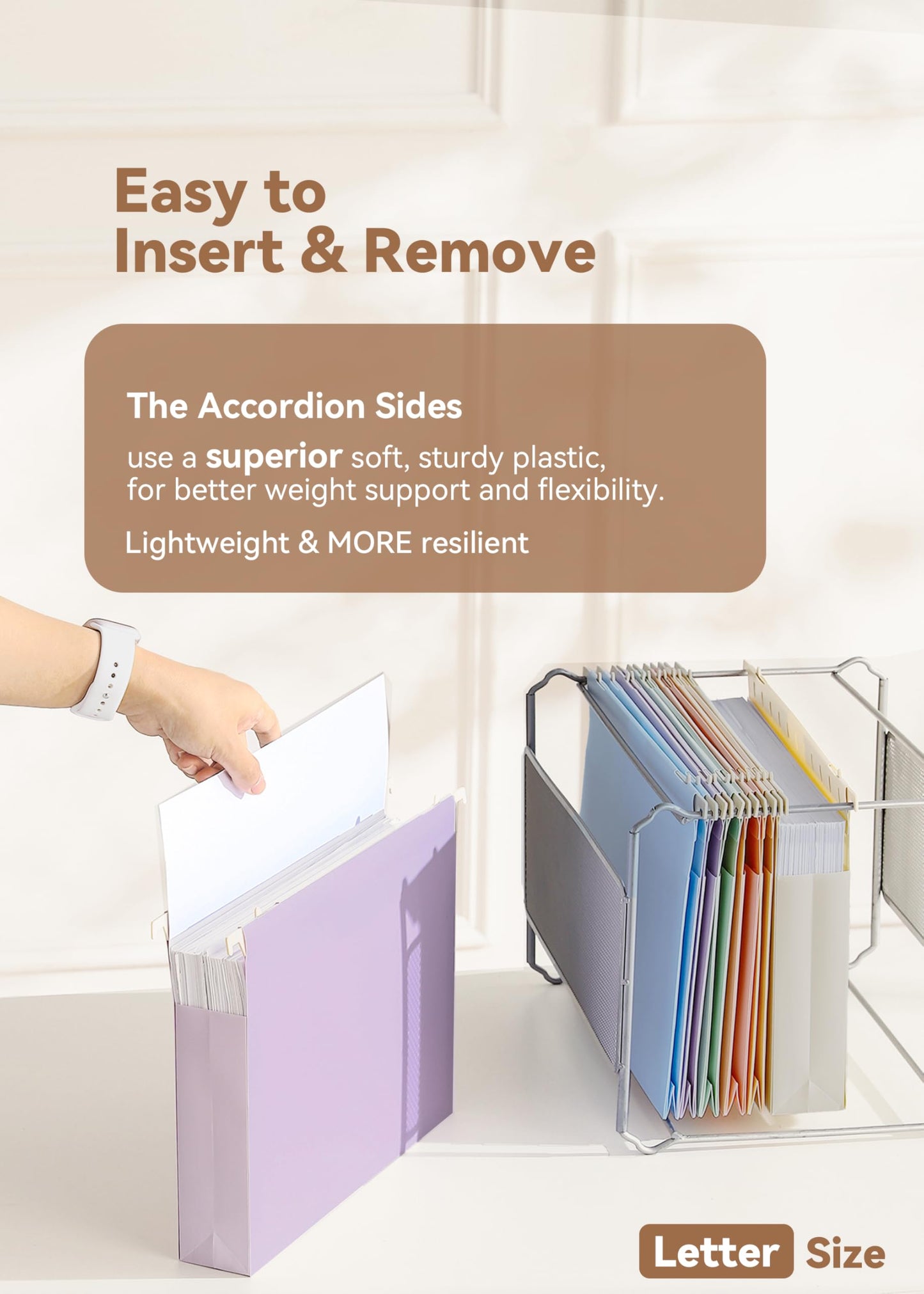 SortRax Plastic Extra Capacity Hanging File Folders, 2" Pastel Expanding Pocket, Heavy Duty for Filing Cabinet, Insertable 1/5-Cut Tabs, Letter Size - 12 Pack