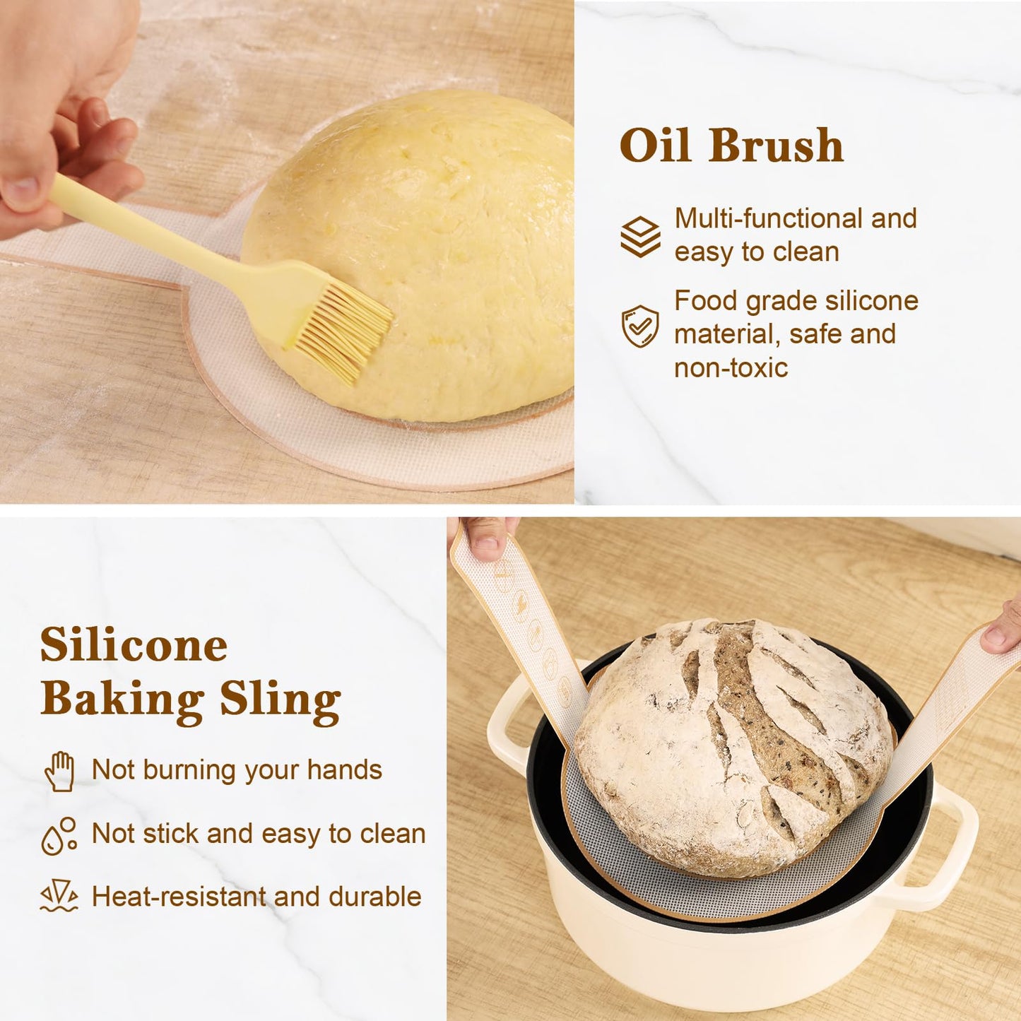 REMEIT Banneton Bread Proofing Basket Sourdough Bread Baking Supplies, Sourdough Starter Kit with 9" Round and 10" Oval Baskets, Sling, Bread Lame, Proofing Cover, Scraper, Dough Whisk