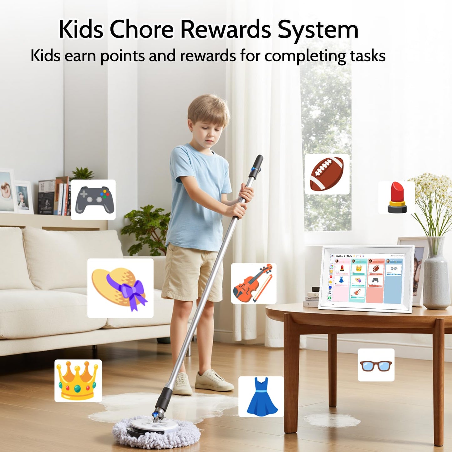 Linkdaze Digital Calendar, 10.1'' Electronic Calendar Chore Chart, Smart WiFi Touchscreen Interactive Family Schedules, Electronic Organizer for Monthly, Weekly and Daily Agenda
