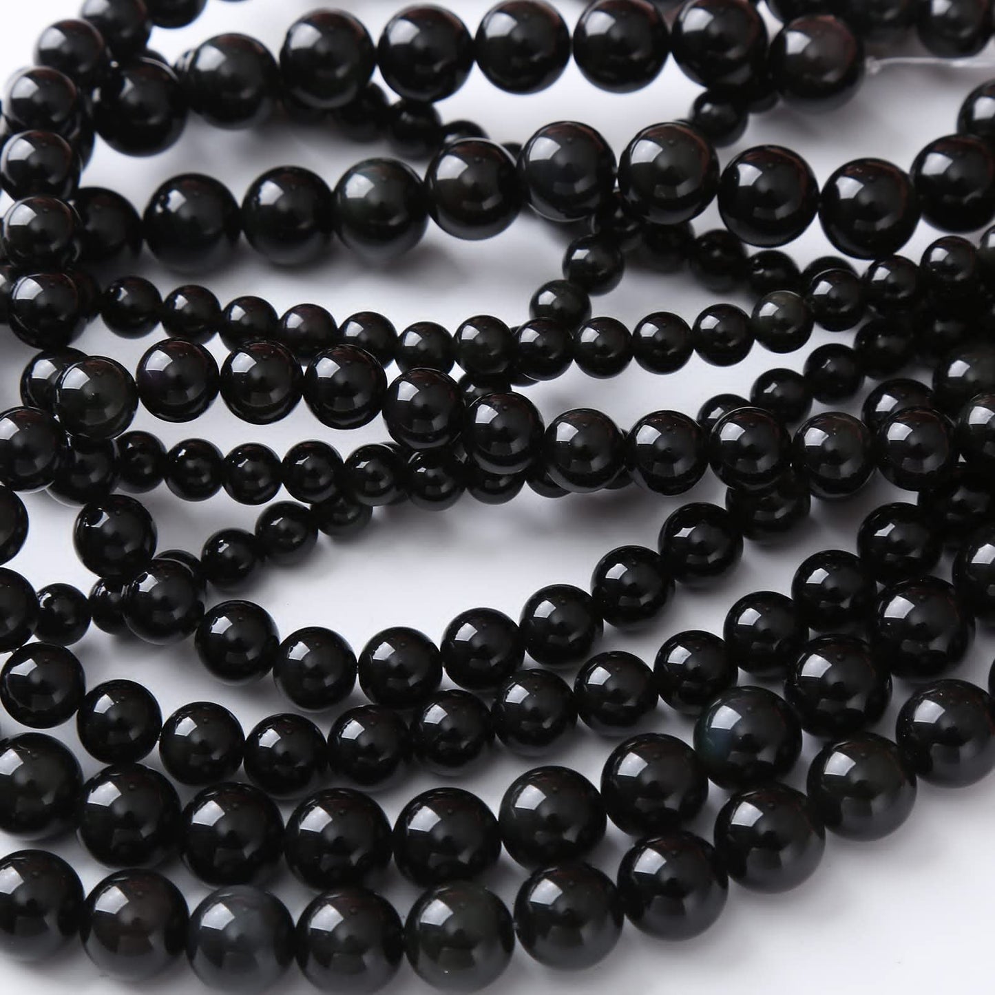 10MM Black Obsidian Round Loose Beads Natural Gem Beads Crystal Energy Stone Beads for Jewelry Making DIY Bracelet Necklace