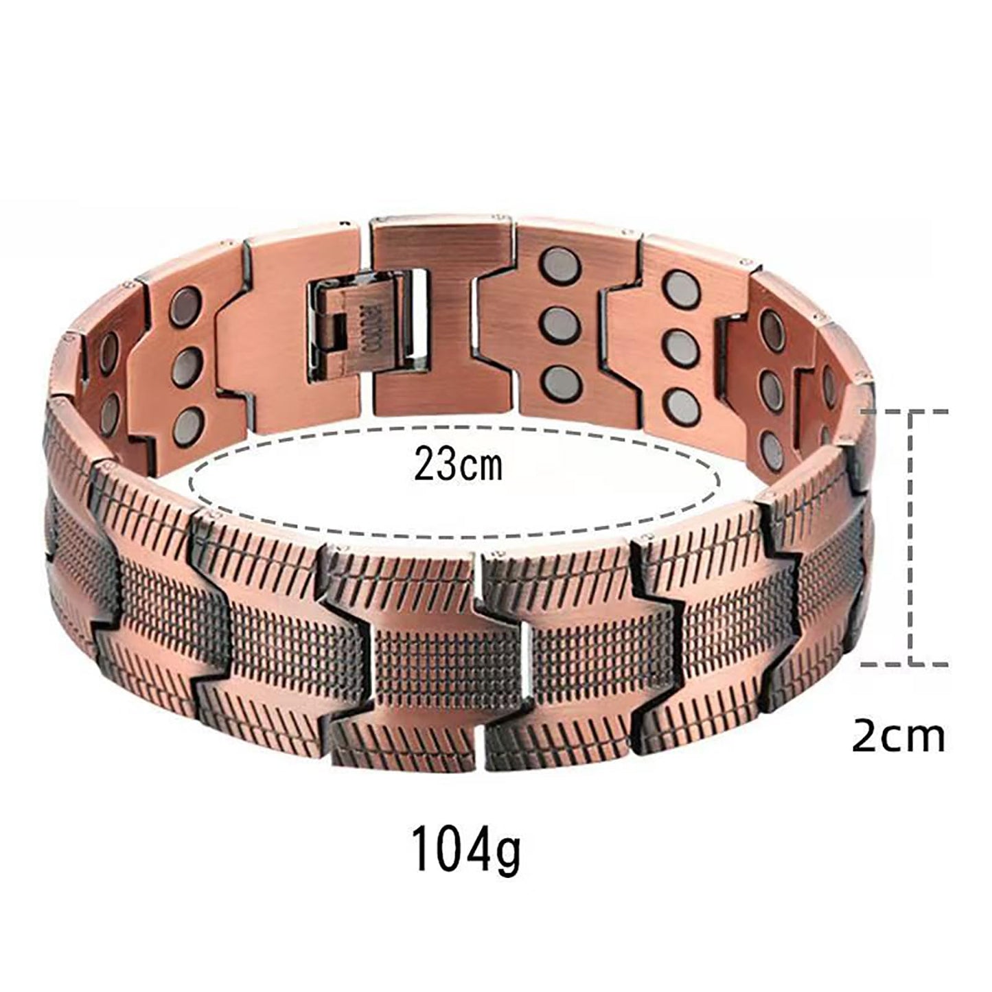 Picalela Magnetic Copper Bracelet for Men Women, 99% Pure Solid Copper Bracelet with Magnets, Adjustable Clasp, Retro Design for Circulation & Fatigue Relief (COPPER)