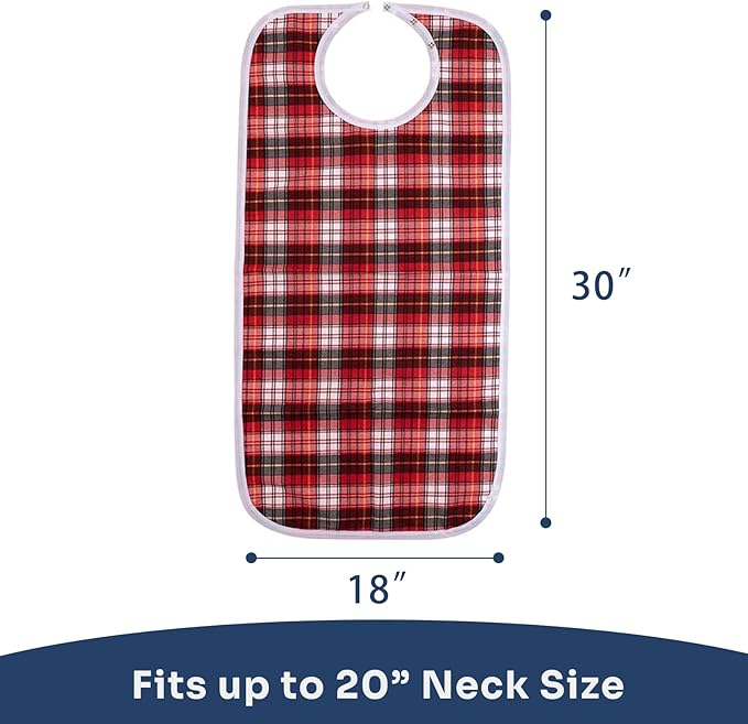 Adult Bibs, 3-Pack Washable Waterproof Clothing Protector for Men, Women, Elderly Seniors - Reusable Large Feeding Bibs