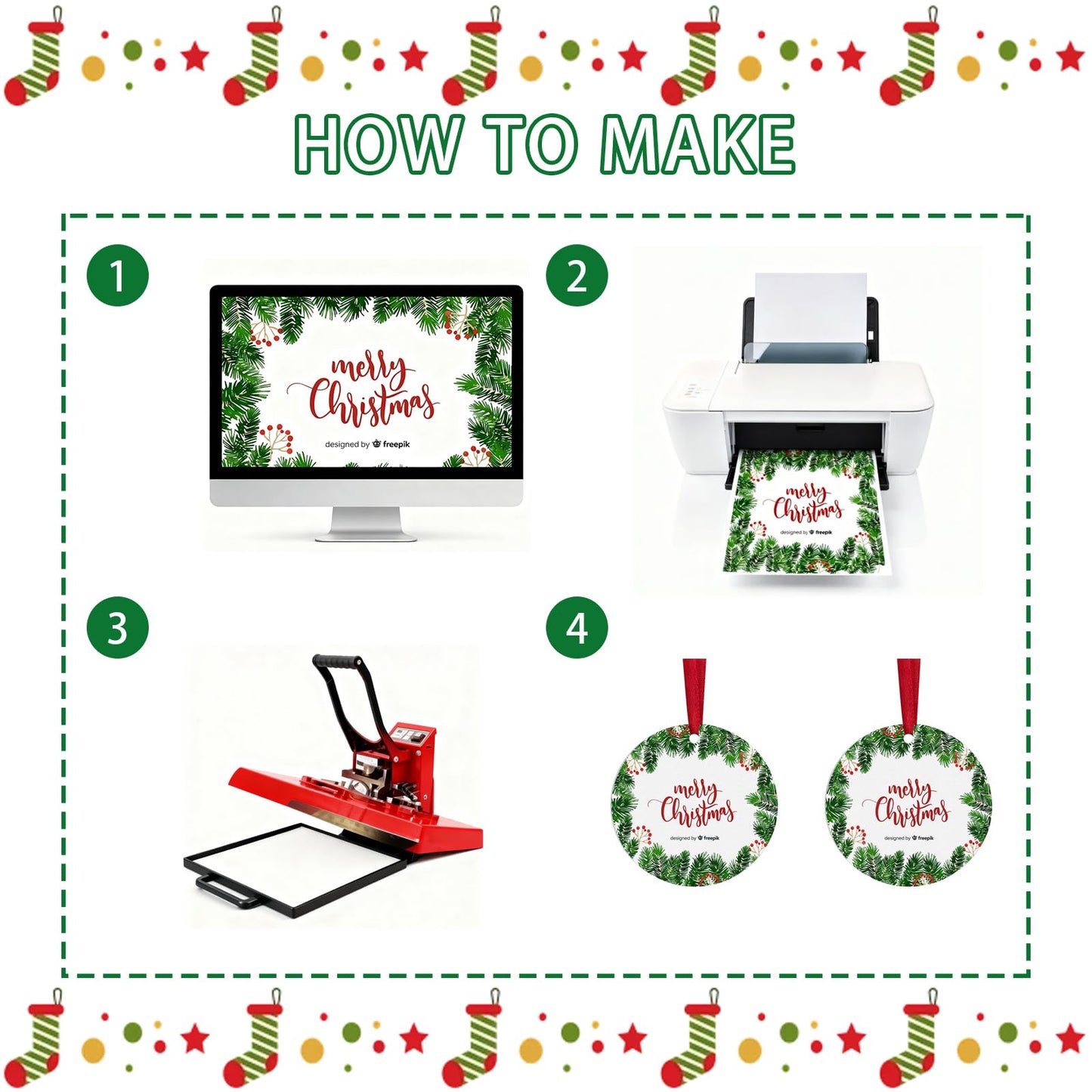 Sublimation Ornament Blanks 16 PCS Double Side Sublimation Blanks Personalized Christmas Ornaments White Round MDF Pendants for Christmas Decorations