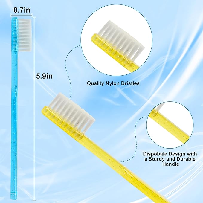 Disposable Toothbrush - Individually Wrapped Soft Nylon Bristles Manual Travel Toothbrushes for Adults Or Kids Bulk Multi Color (72 Pcs)