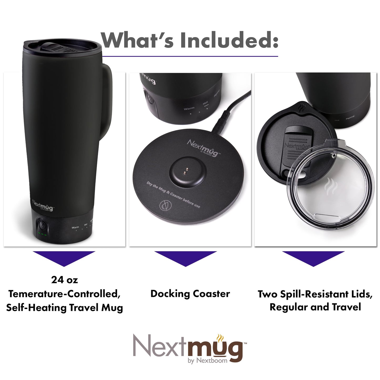 Nextmug Ultra - Temperature-Controlled, Self-Heating Travel Mug (Black - 24 oz.)