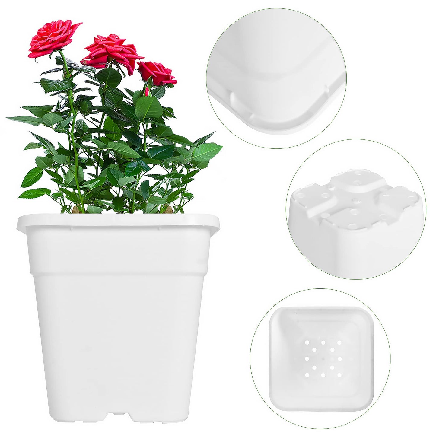 HOSTIC 1 Gallon Square Nursery Pots Flexible Plastic Pots for Plants Gallon Pot with Drainage Holes 10 Pcs