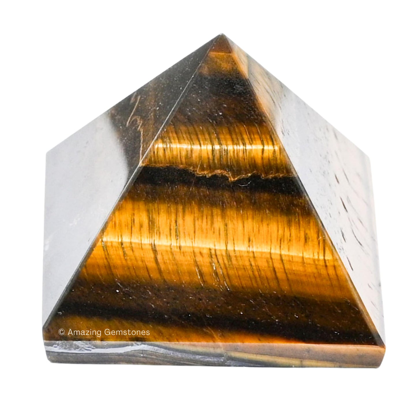 Amazing Gemstone Tiger Eye Pyramid Crystal Healing Stones - 1.5" Great Pyramid Figurine of Natural Stone Pyramid for Meditation, Reiki, Chakra Balancing and Crystal Pyramids Grid