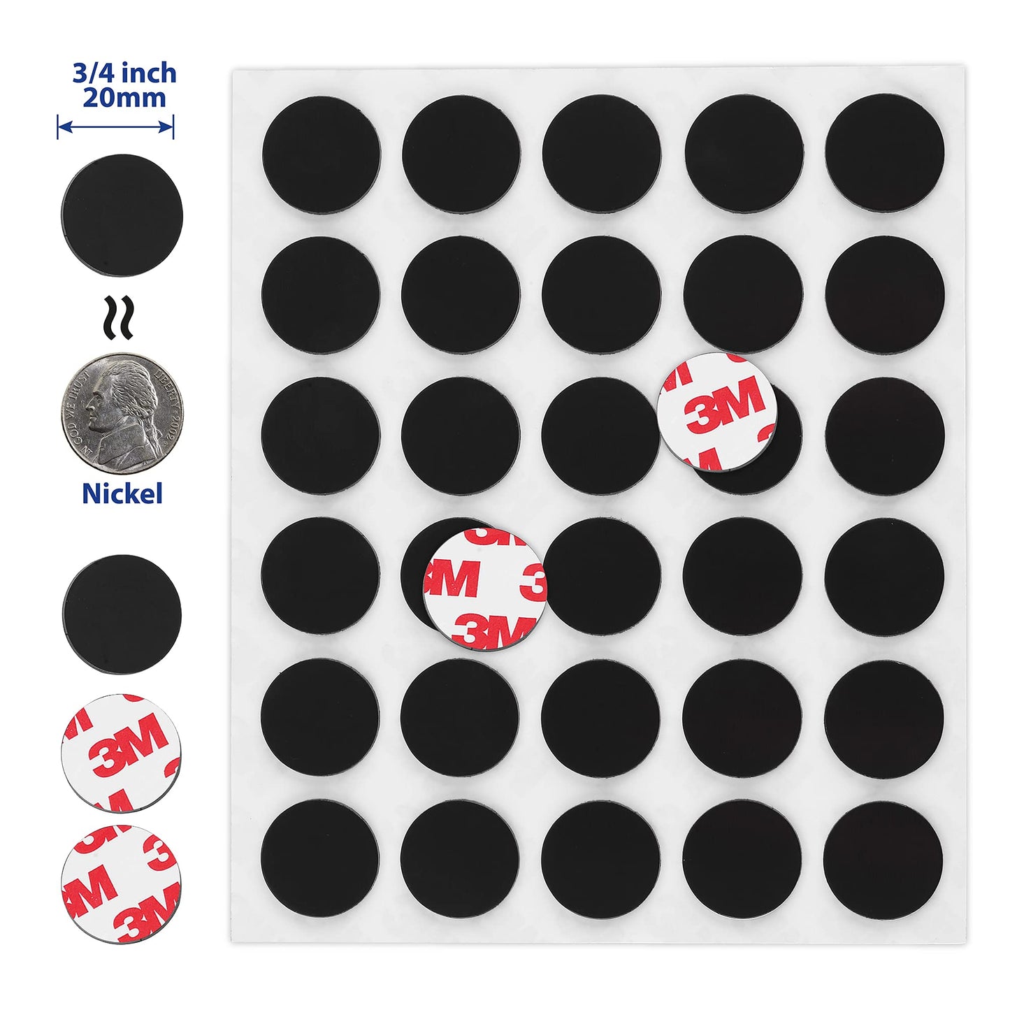 Magnetic Dots 120pcs - Round Magnets with Adhesive Backing, Circle Size Diameter 0.8’” x 0.08” on 4 Tape Sheets, with 3M Strong Adhesive Backing. Perfect for DIY, Art Projects, Industrial & Fridge