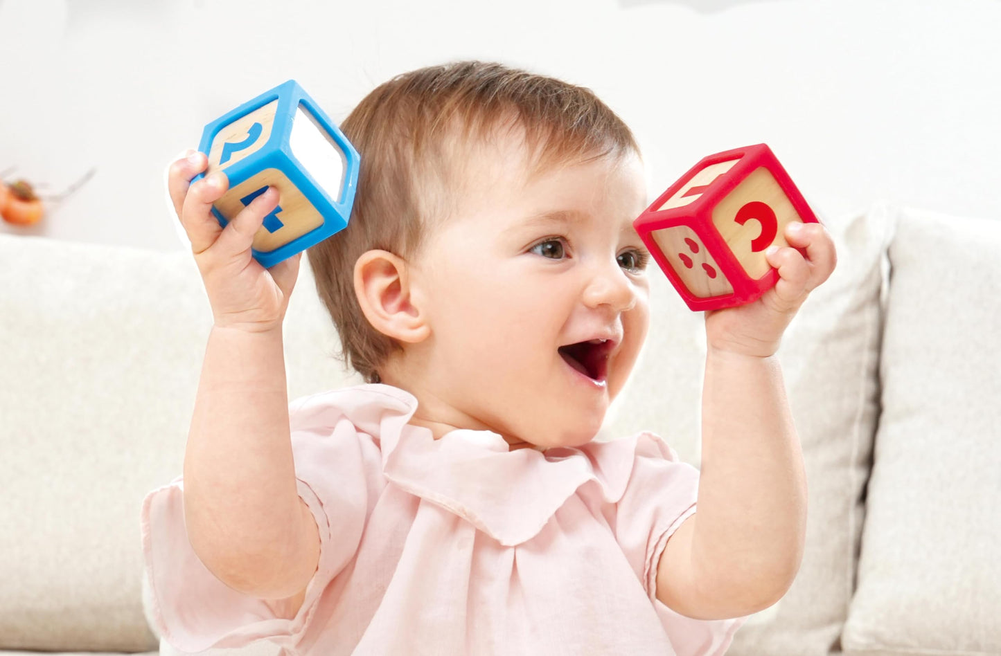 Hape Grip-n-Stack 10-Piece Wooden Building Blocks with Silicone Edges - Educational Alphabet & Number Stacking Toy for Toddlers and Babies - Fine Motor Skills & Sensory Play Set