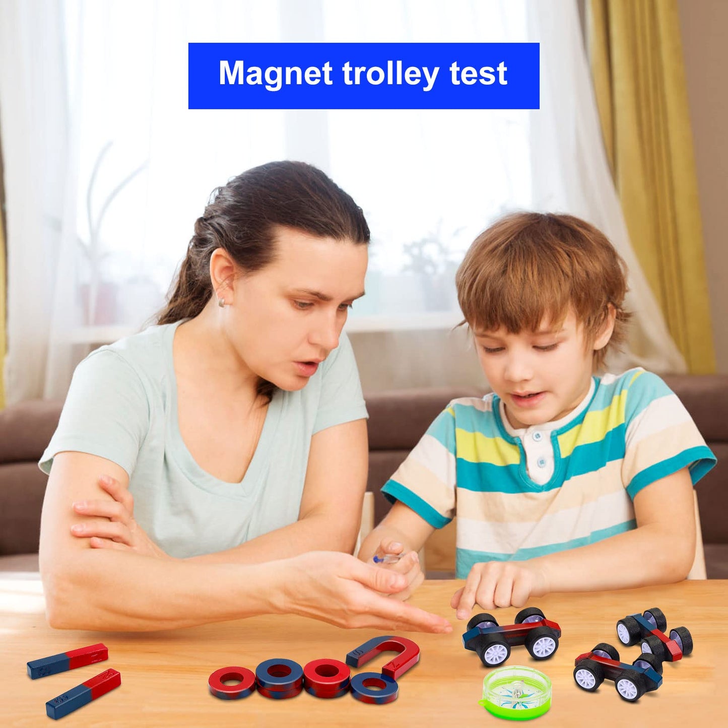 Science Magnet Kits for Kids: Educational Magnet Science Projects Experiment Tools Physics Lab Kits Includes Bar/Ring/Horseshoe/Compass/Iron Powder