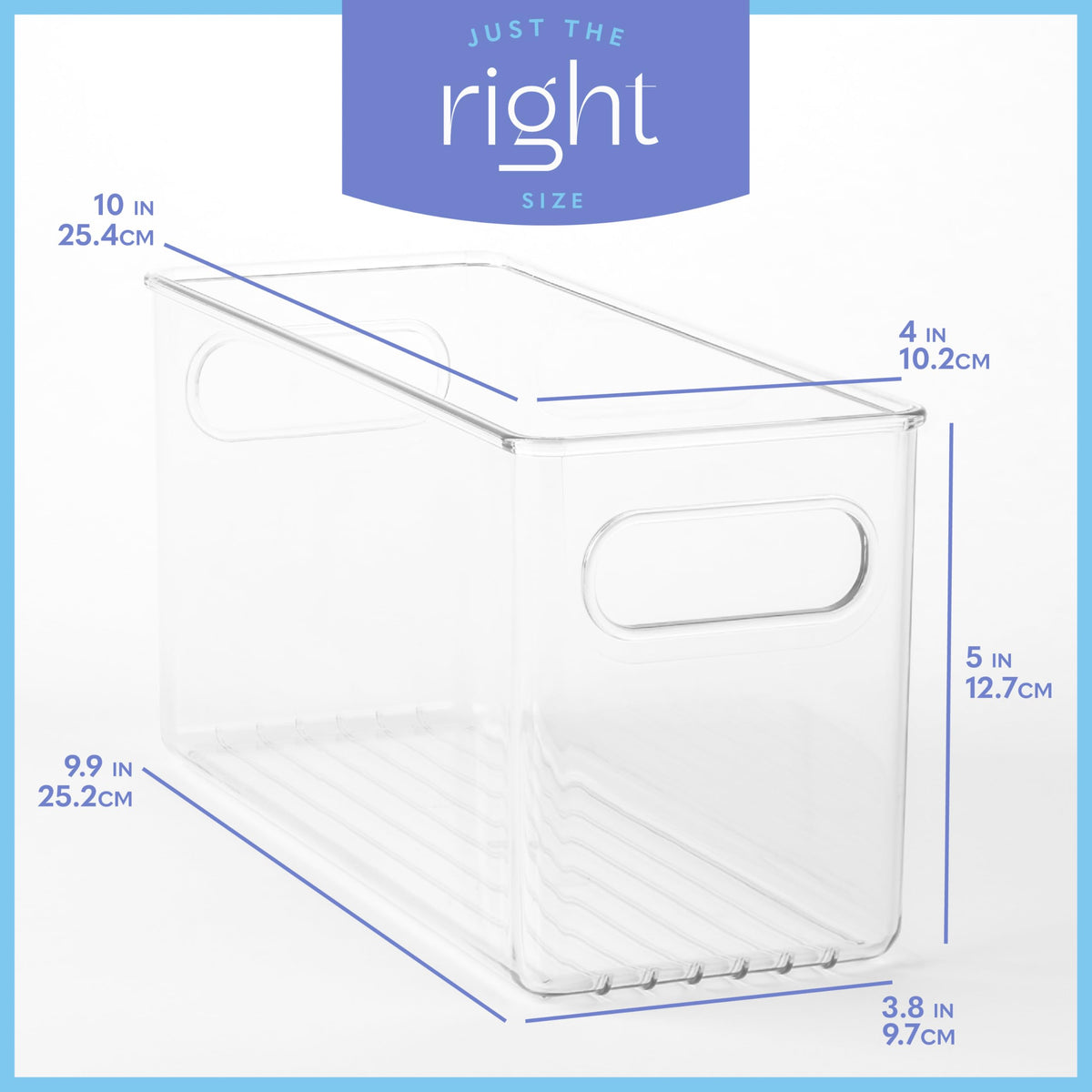 Plastic Food Storage Clear Container Bin with Handles for Organizing Kitchen