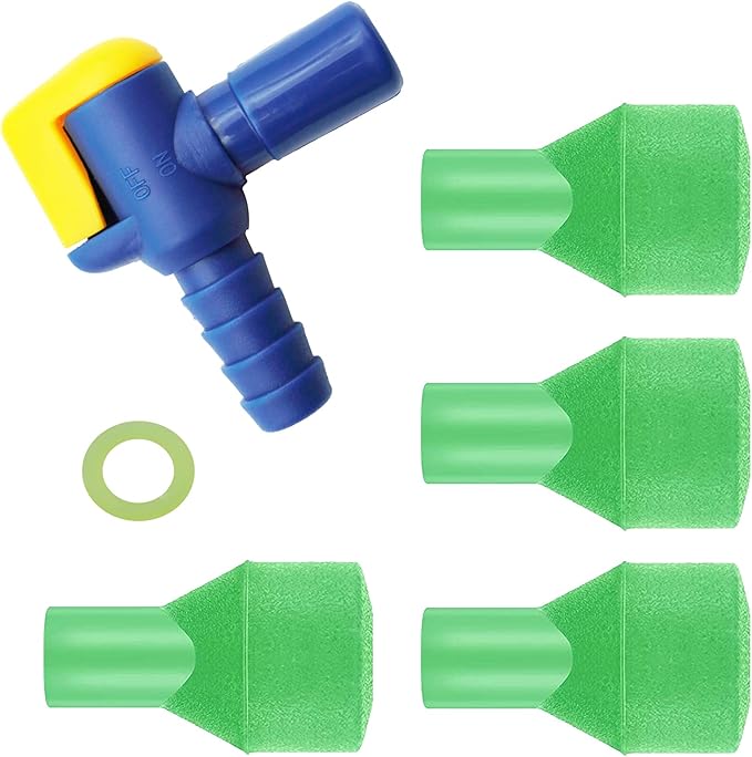 Bite Valve Replacement Mouthpiece Fit for Hydration Pack Bladder Water Backpack and Most Brands(4-Pack), with Shutoff Valve and Tube O-Ring