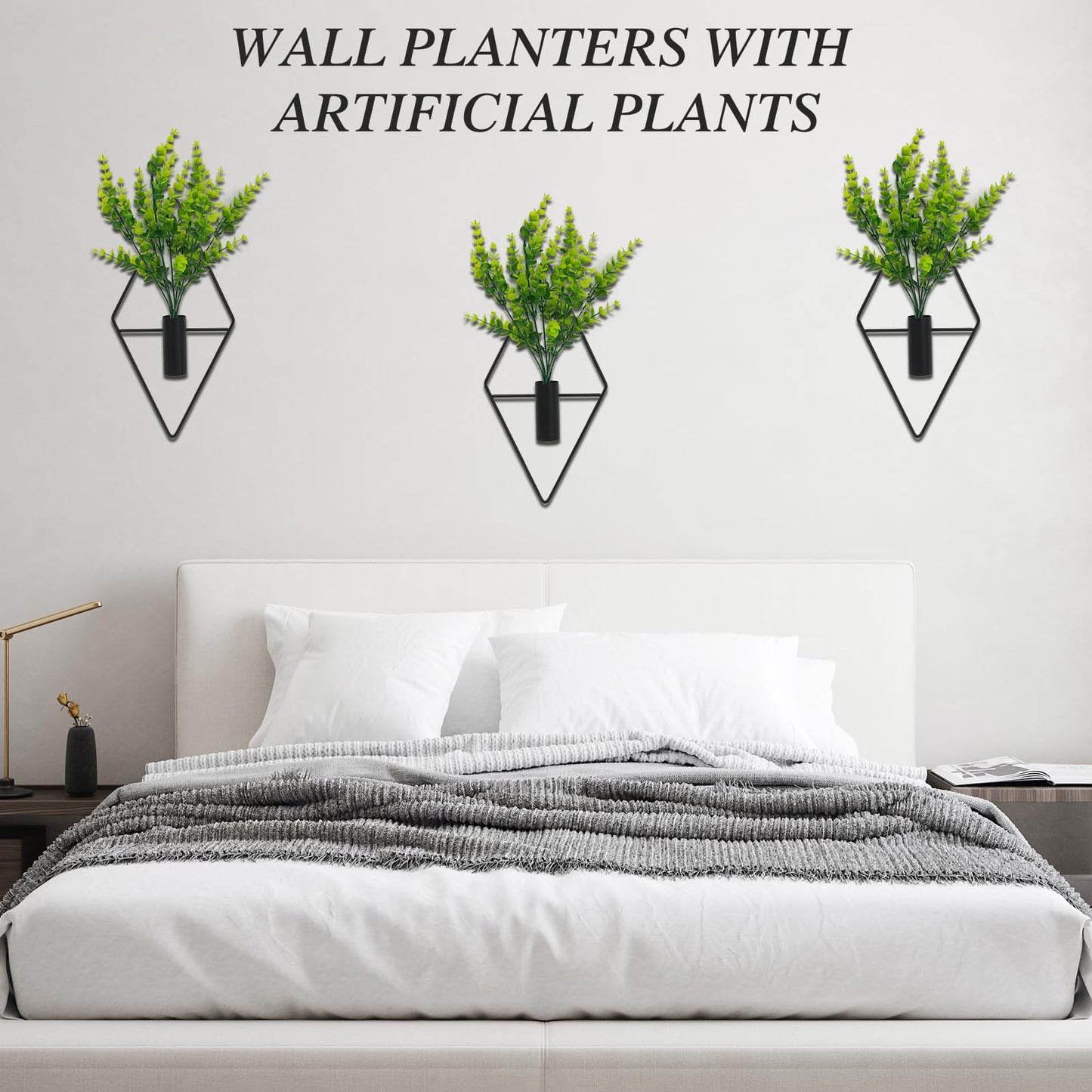 Neiteli 3 Pcs Wall Plants Artificial Decor,Boho Wall Decor,Home Office Living Room Wall Decor(Eucalyptus)