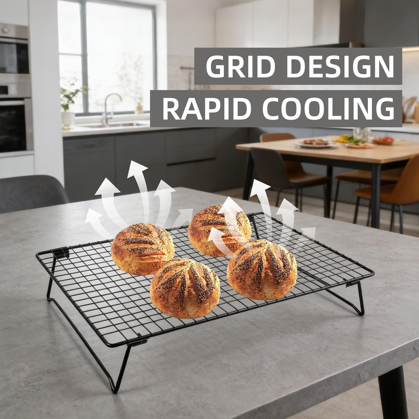 Sourdough Cooling Rack, Heavy Duty Cooling Rack for Sourdough, 17×11×3 Inch Elevated Design, Black，Gifts for Baking Must Haves,1 PCS