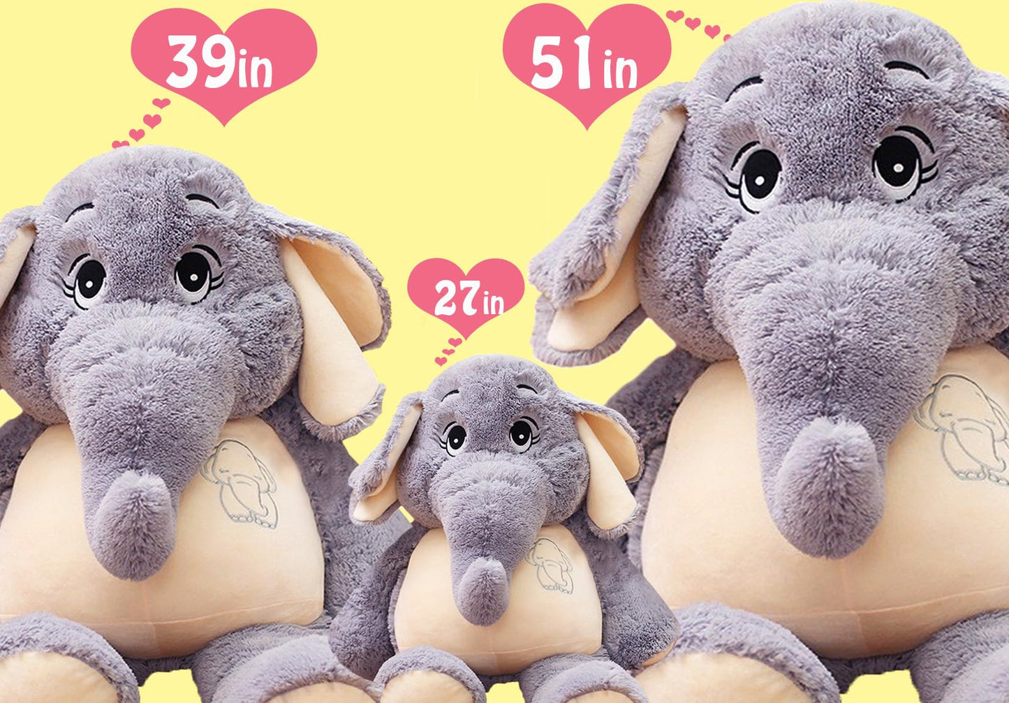 GailiMaiYa Giant Elephant Stuffed Animal 51'',Large Stuffed Elephant Plush Toy Soft Elephant Stuffed Animals for Birthday Mother's Day Christmas