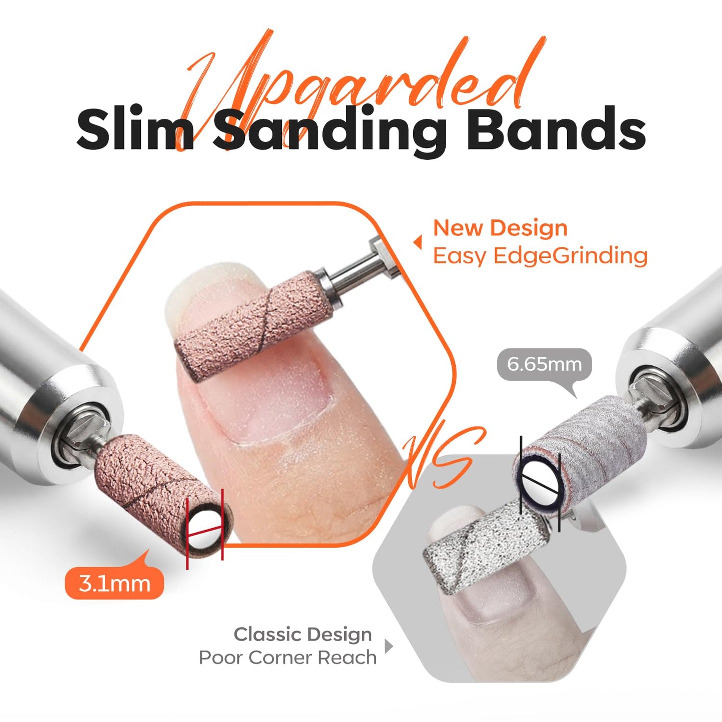 Modelones Sanding Bands for Nail Drill, 200 Pcs Mini Small Nail Sanding Bands, Mix 80 120 180 240 Fine Grit File Sanding Bands with 3.1mm Mandrel Bit for Acrylic Nails Gel Manicures, White Purple Pink
