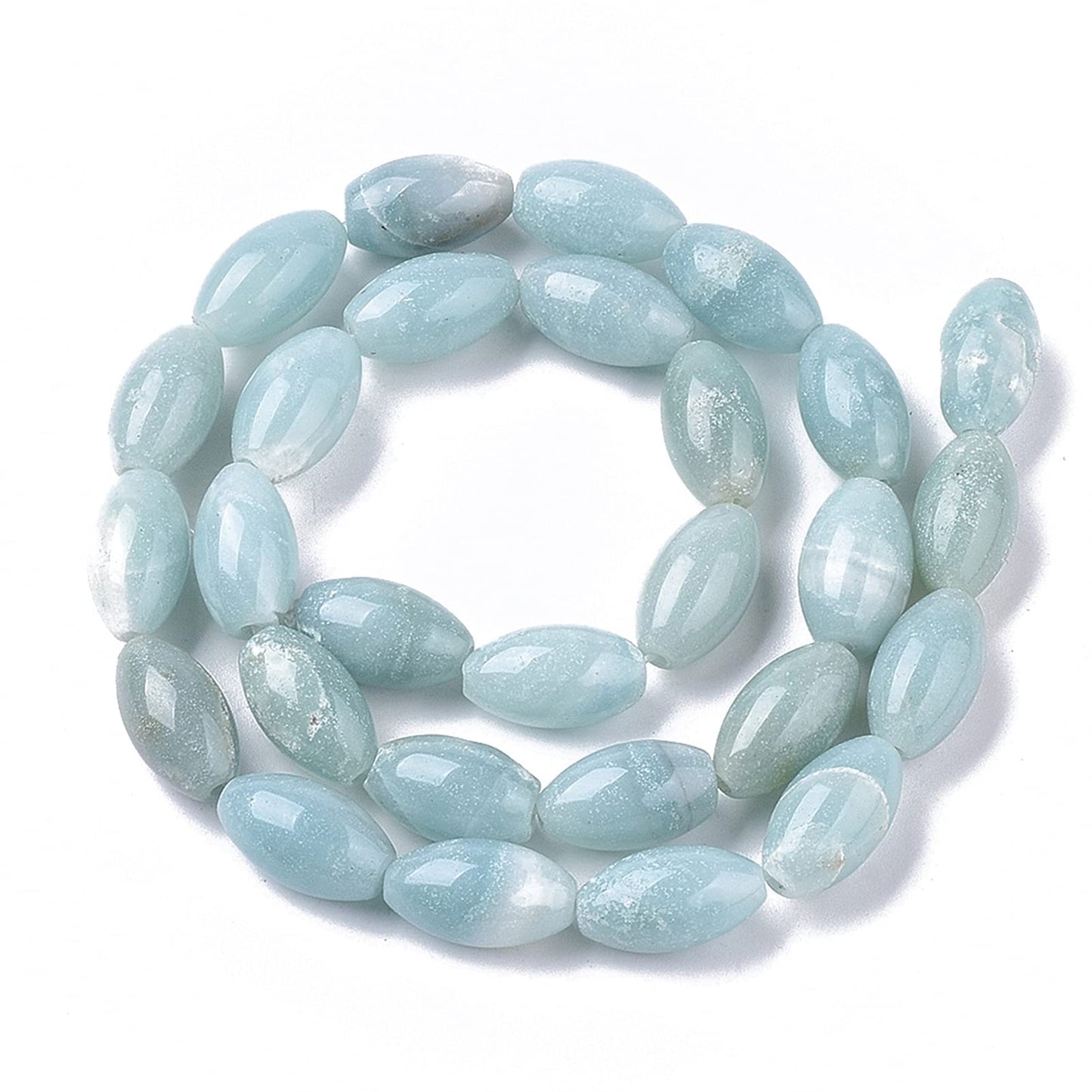 Fashewelry 26pcs Natural Amazonite Stone Beads Barrel Oval Healing Crystal Loose Gemstone Beads 14x8mm for Jewelry Necklace Bracelet Earring Craft, 15.35 Inch