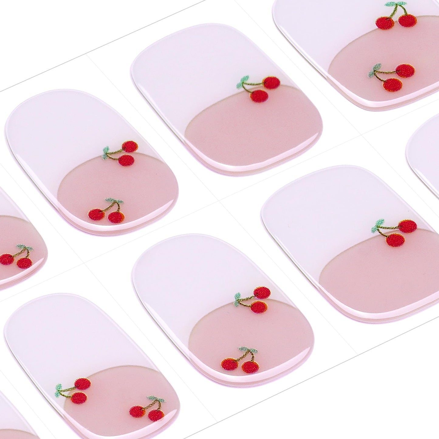 DANNI & TONI Semi Cured Gel Nail Strips Cherry White French Tips Gel Nail Wraps 28 Stickers | Chérie Tips