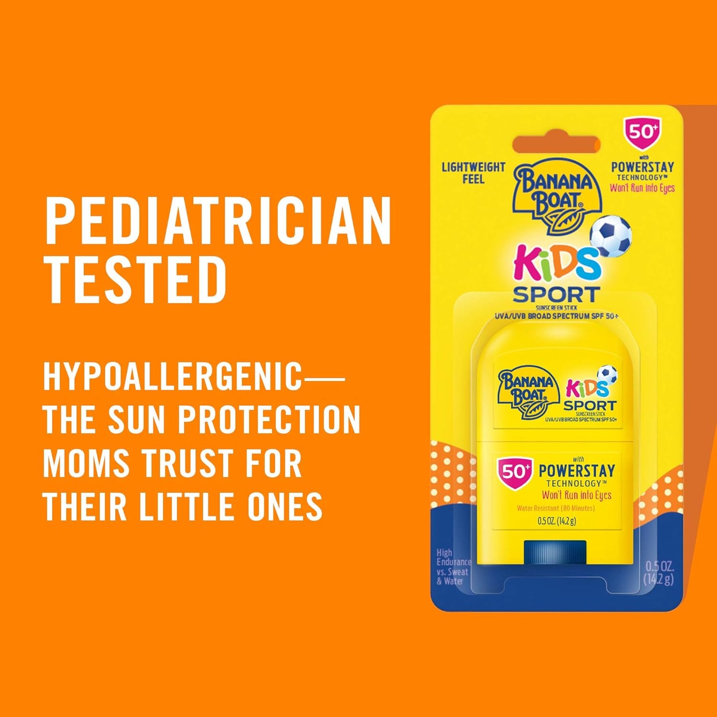 Banana Boat Kids Sport Sunscreen Stick SPF 50, 0.5oz | Travel Size Sunscreen, Childrens Sunscreen, Kids Sunblock, Oxybenzone Free Sunscreen for Kids, Mini Sunscreen SPF 50, 0.5oz (Pack of 2)