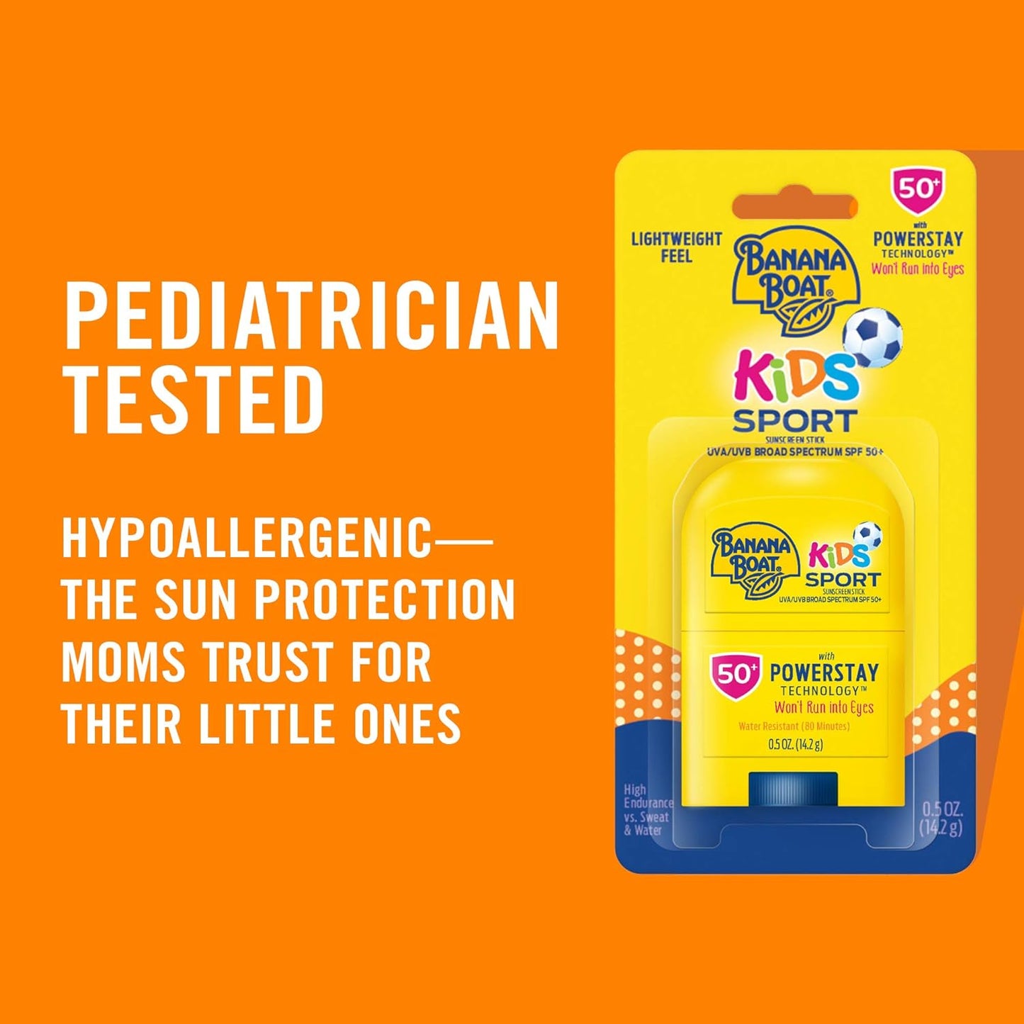 Banana Boat Sport Kids Sunscreen Stick SPF 50, 0.5oz | Travel Size Sunscreen for Kids, Childrens Sunblock SPF 50, Oxybenzone-Free, 0.5oz