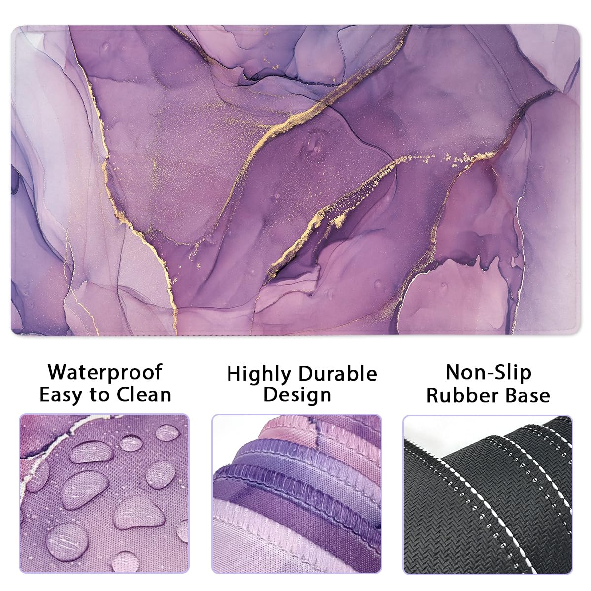 4-in-1 Gaming Mouse Pad Wrist Support Set，Desk Pad + Mouse Pad with Wrist Rest + Keyboard Wrist Rest + Coaster, Ergonomic Design for Home Office Study Game - Purple