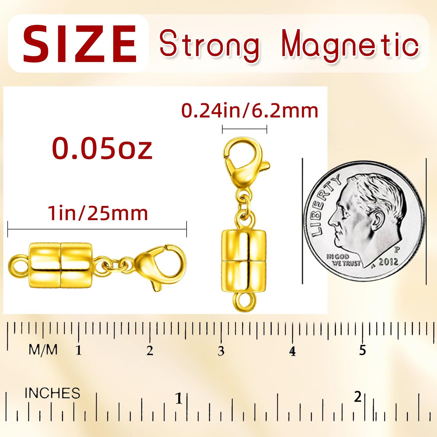 MKCYD Magnetic Necklace Clasp with Lobster Clasp,14K Gold and Silver Magnetic Jewelry Clasps for Necklace Extender Bracelet Closures
