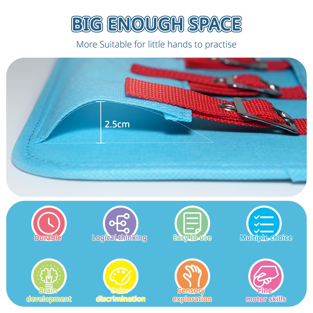 Learning to Dress Busy Boards, Shoe Tying Practice for Kids, Basic Life Skills Toys Learn to Button, Buckle, Zip, Snap, Lace, Tie, Sensory Board Fine Motor Development Toy for Preschool Classroom
