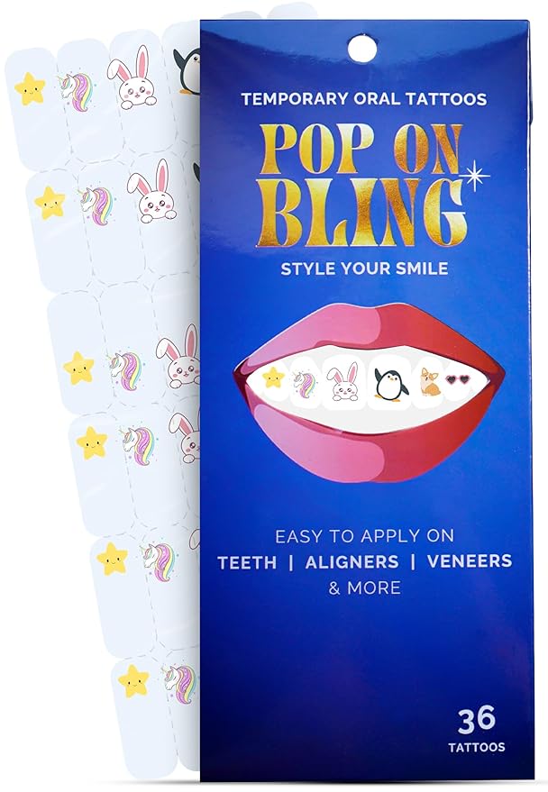 Halloween Tooth Bling Tattoo – Temporary Tooth Gem Kit for Teeth – Safe for Teens & Adults, Removable Fun Fake Tooth Tattoo Stickers for Halloween Costume, Party & Cosplay (Cuties)