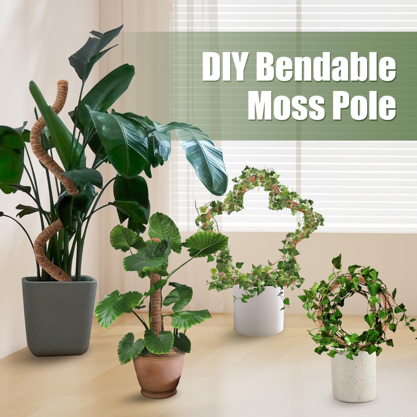 3 Pack Moss Pole, 50 Inch Moss Poles for Climbing Plants Stakes Indoor Monstera Support Tall Large Bendable Long Coco Coir DIY for Potted Plants, Pothos, Philodendron