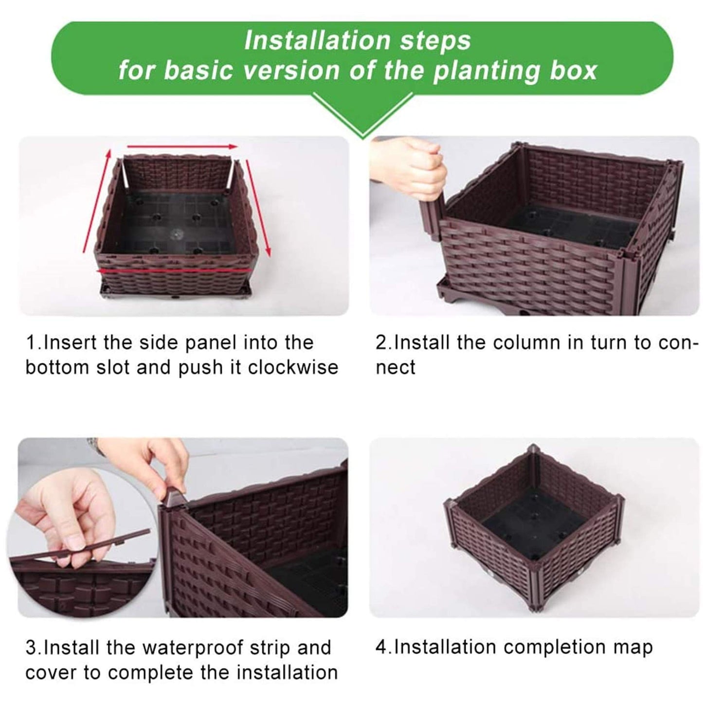 Elevated Planting Box, Outdoor Planter Boxes with Legs, Modern Rattan-Style Plastic Plant Stand, Garden Raised Bed for Vegetables,48"x16"x14"/120x40x36cm