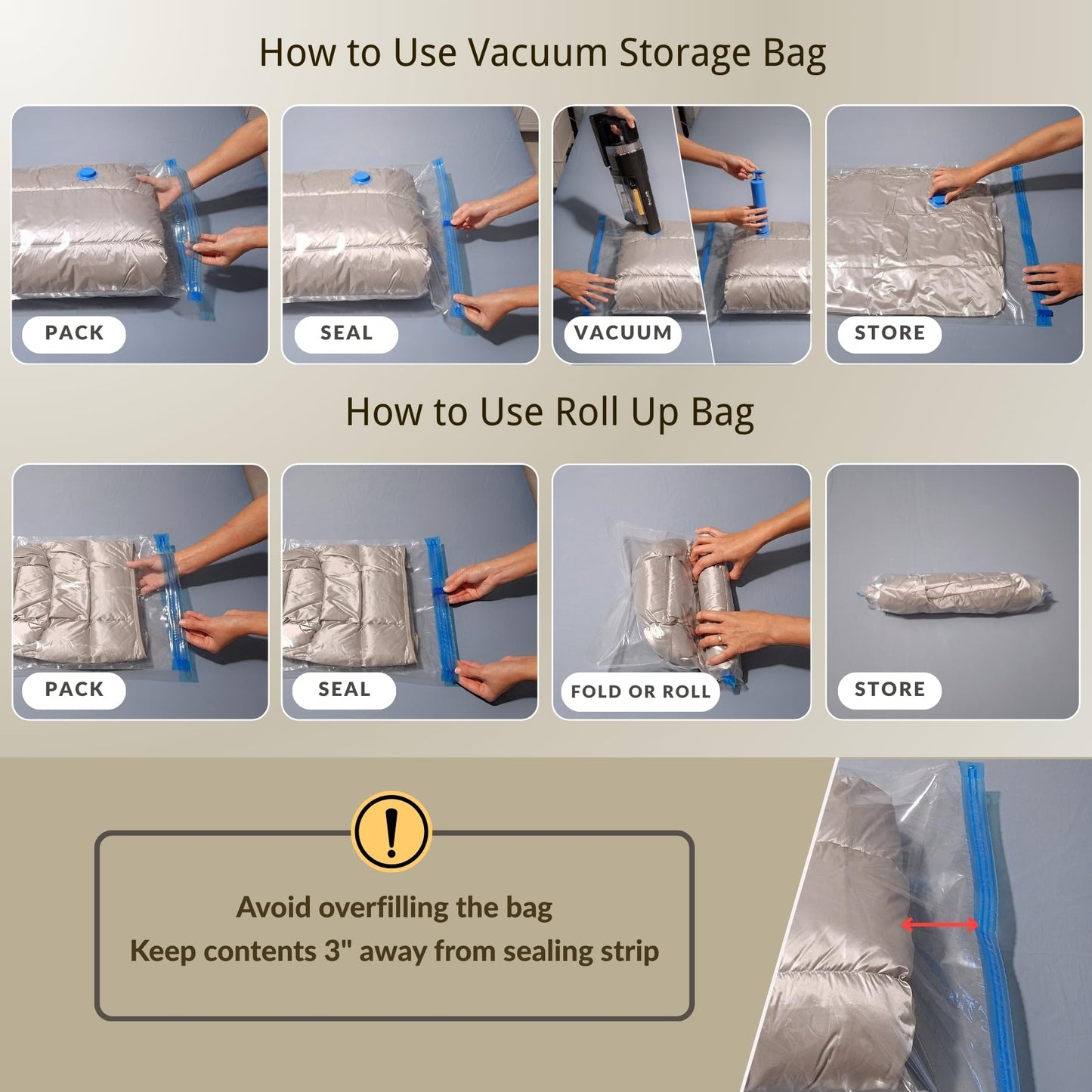 25 Pack Vacuum Storage Bags with Pump, Compression Space Saver for Comforter, Bedding, Blanket Storage, Vacuum Seal Bags for Clothing, Travel Luggage Suitcase and Closet Organizer