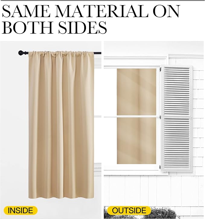NICETOWN Blackout Curtain Panels for Living Room, Biscotti Beige, 2 Panels, W52 inches x L84 inches, Energy Efficient & Noise Reducing Thermal Insulated Rod Pocket Blackout Drapes/Draperies for Window
