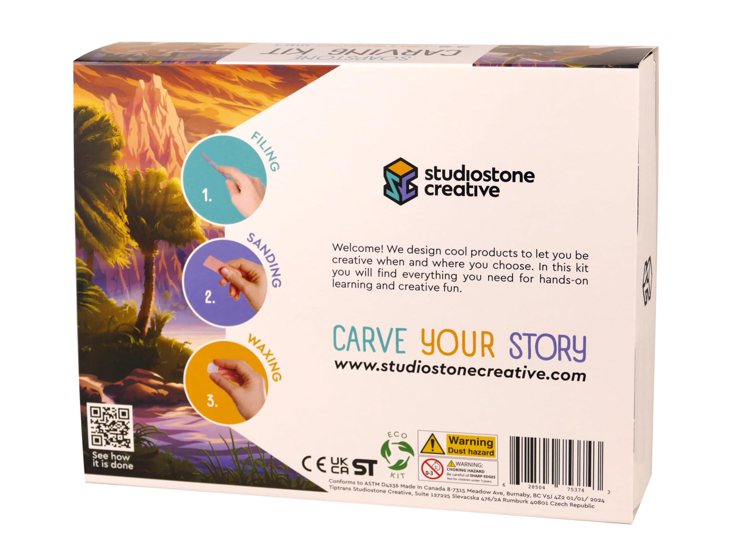 STUDIOSTONE CREATIVE DIY Arts & Crafts Carving Kit Kids Adults Triceratops Sculpture Soapstone