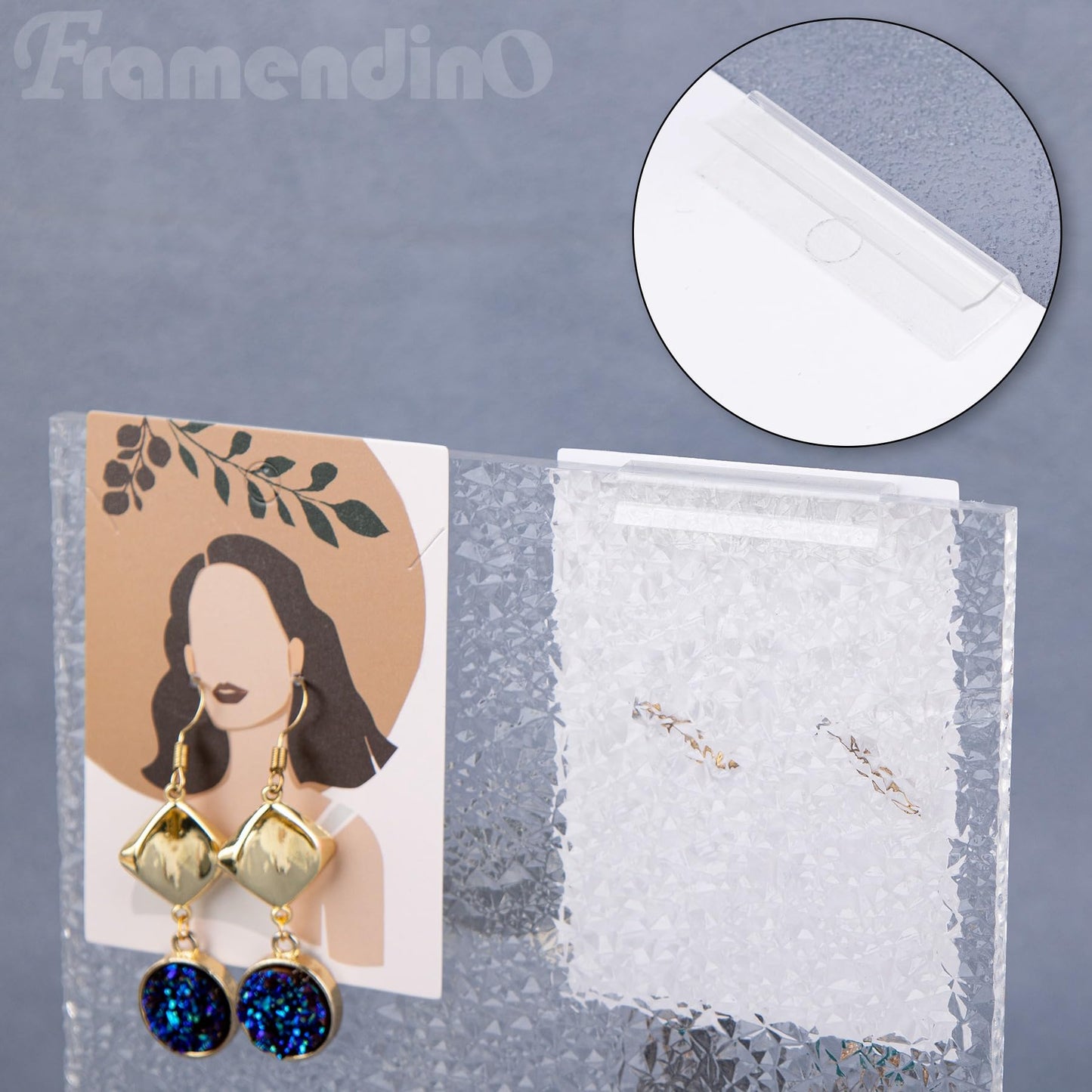 Framendino, 450 Pack Earring Card Adapter Plastic Lip Self Adhesive Hanger for Necklace Display