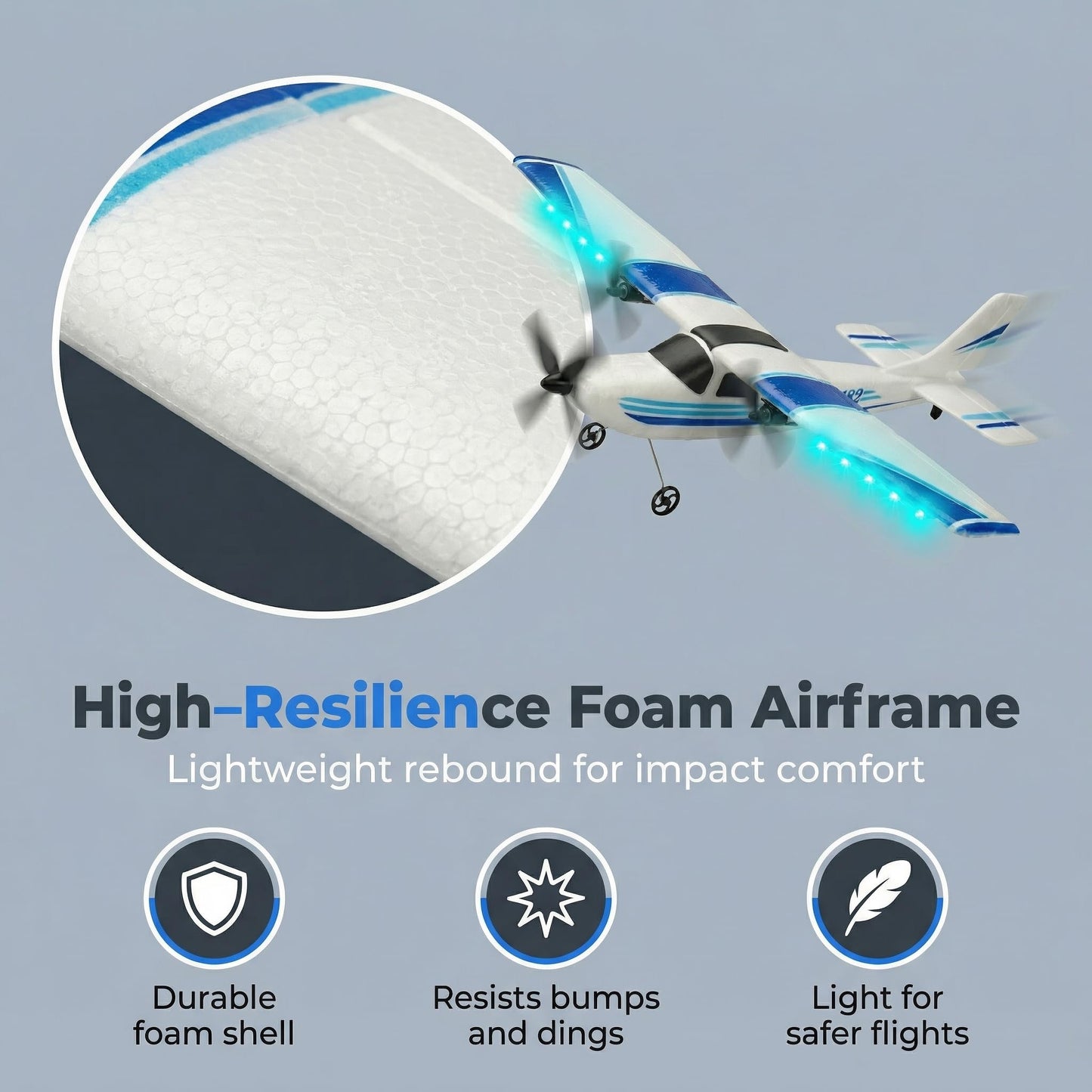 MATHSLICE RC Airplane,RC Plane, 2.4GHz 2 Channels RTF RC Aircraft with 3-Axis Gyro for Beginner Easy to Speedy Fly Glider Toys with 2 Extra Batteries [ 3 Batteries ]