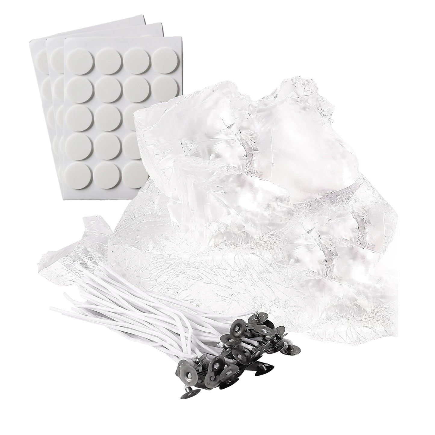 2.2 Lb Gel Wax for Candle Making Set, DIY Clear Gel Candle Wax, Handmade Jelly Candle Making Kit with 50pcs Wicks and 60pcs Wick Stickers