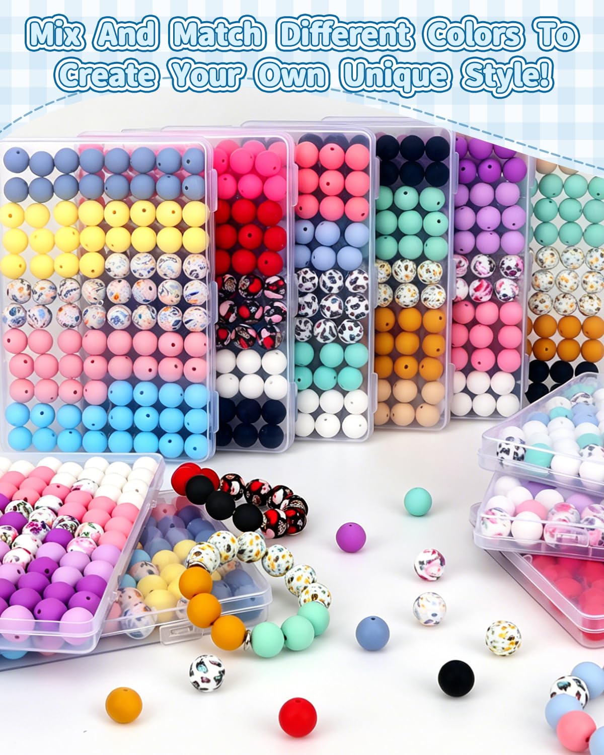 SALUOKE 100 Pcs 15mm Silicone Beads for Keychain Making, Butterfly Silicone Beads Bulk Round for Bracelets Pens Crafts Jewelry Making (Butterfly)